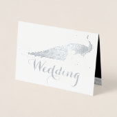 Silver Foil Peacock Typografie Wedding Invitations Folie Kaarten (Voorkant)