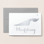 Silver Foil Peacock Typografie Wedding Invitations Folie Kaarten (Voorkant met envelop)
