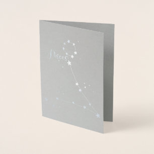 Silver Foil Pisces Zodiac Constellation Folie Kaarten