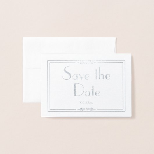 Silver Foil Save the Date Kaart (Voorkant met envelop)