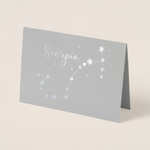 Silver Foil Scorpio Zodiac Constellation Folie Kaarten
