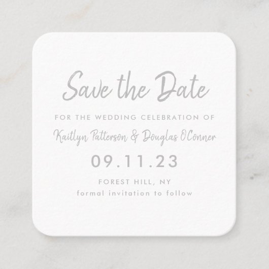 Silver Foil & Script Enregistrer La Carte Date (Devant)