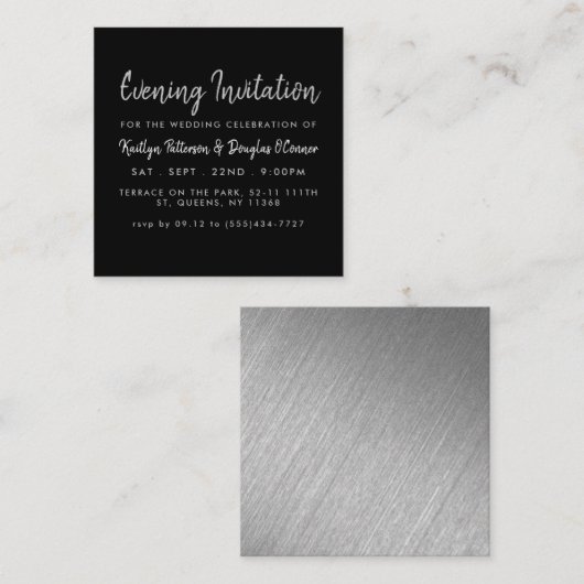 Silver Foil & Script Evening Event Ticket Invite (Voorkant / Achterkant)