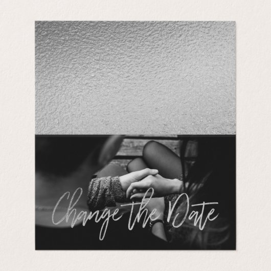 Silver Foil Script Photo Change the Date Card Visitekaartjes (Buitenkant ongevouwen)