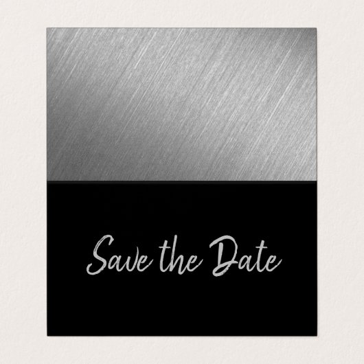 Silver Foil & Script Photo Save the Date Card Visitekaartjes (Buitenkant ongevouwen)
