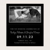 Silver Foil & Script Photo Save the Date Card Visitekaartjes (Binnenkant ongevouwen)