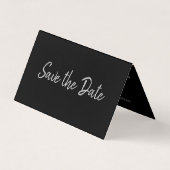 Silver Foil & Script Photo Save the Date Card Visitekaartjes (Voorkant)