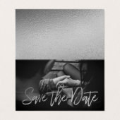 Silver Foil Script Photo Save the Date Card Visitekaartjes (Buitenkant ongevouwen)
