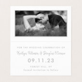 Silver Foil & Script Photo Save the Date Card Visitekaartjes (Binnenkant ongevouwen)