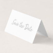 Silver Foil & Script Photo Save the Date Card Visitekaartjes (Voorkant)