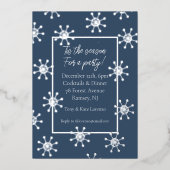 Silver Foil Snowflakes Invitation de fête de vacan (Recto)