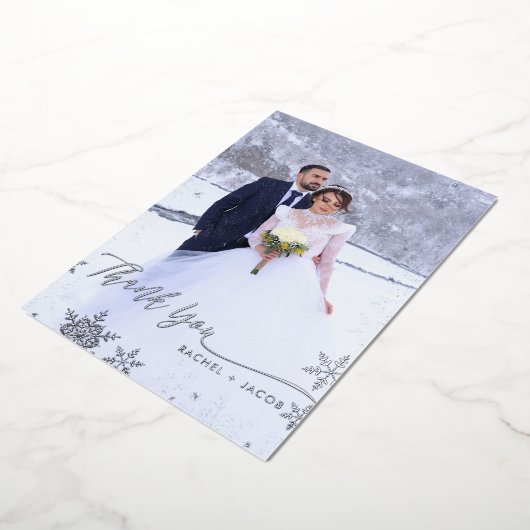 Silver Foil Snowflakes Weddenschap Hartelijk dank Folie Uitnodiging (Gedraaid)