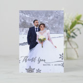 Silver Foil Snowflakes Weddenschap Hartelijk dank Folie Uitnodiging (Staand Voorkant)