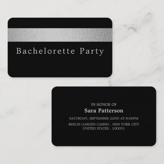 Silver Foil Stripe, Bachelorette Party Ticket (Voorkant / Achterkant)