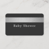 Silver Foil Stripe, Charcoal Baby shower Ticket (Voorkant)