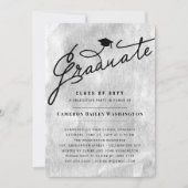 Silver Foil Stylish Afstuderen Gradup Party Kaart (Voorkant)