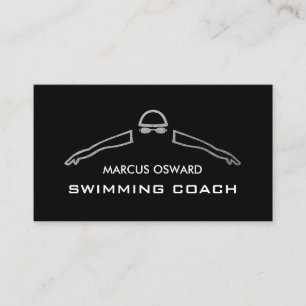 Silver Foil Swimmer, Swimming Coach & Lifeguard Visitekaartje