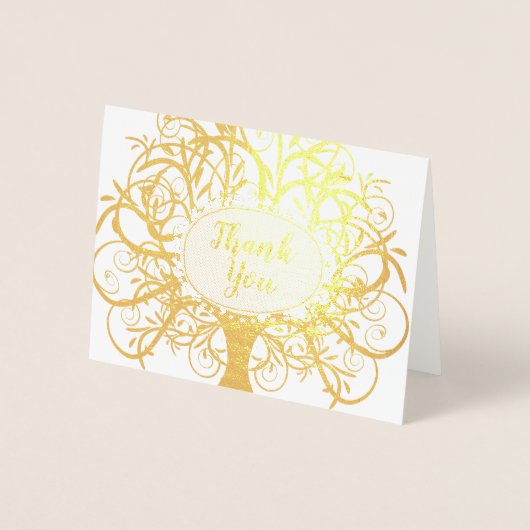 Silver Foil Swirl Tree Bedankt Folie Kaarten (Voorkant)