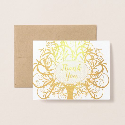 Silver Foil Swirl Tree Bedankt Folie Kaarten (Voorkant met envelop)