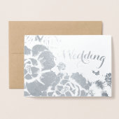 Silver Foil Typographie Florale Invitations de mar (Devant avec enveloppe)