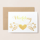 Silver Foil Typographie Florale Invitations de mar (Devant avec enveloppe)