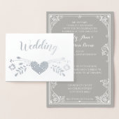 Silver Foil Typographie Florale Invitations de mar (Affichage)