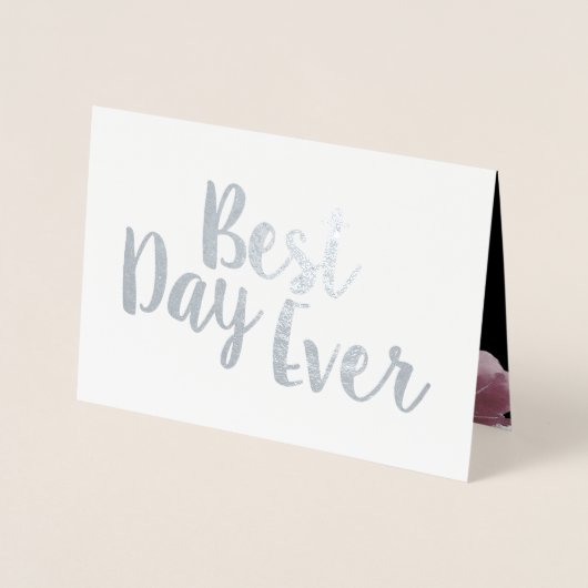 Silver Foil Typographie Florale Invitations de mar (Devant)