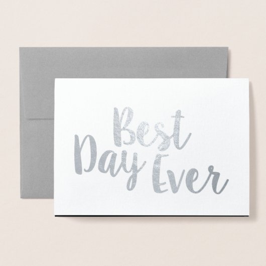 Silver Foil Typographie Florale Invitations de mar (Devant avec enveloppe)