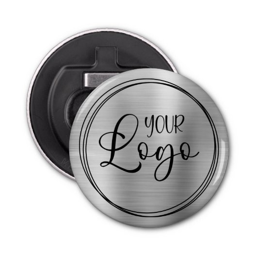 Silver Foil Uw zakelijke Logo hier Button Flesopener (Voorkant)