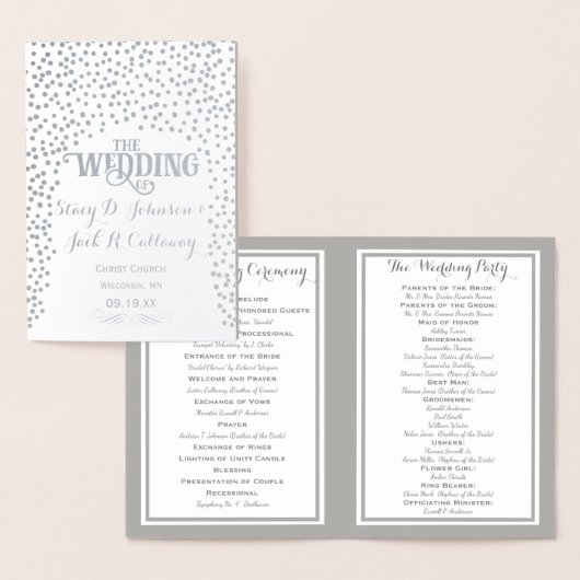 Silver Foil WEDDING PROGRAMMA Confetti (Display)