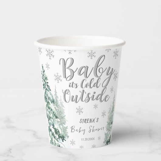 Silver Forest Winter Baby shower papieren beker (Voorkant)