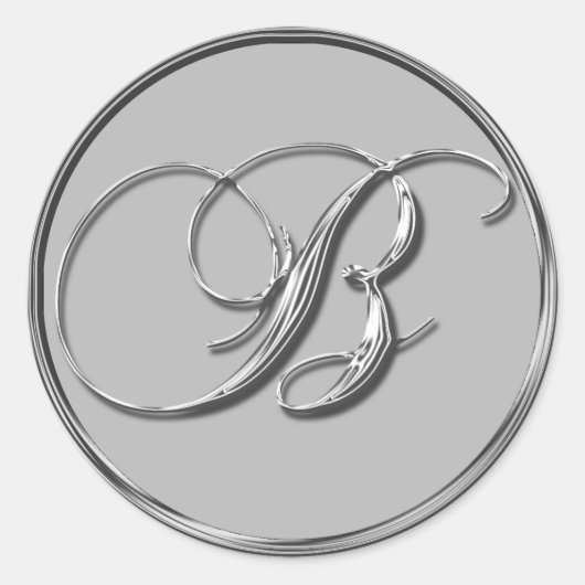 Silver Formal Wedding Monogram B Seal Sticker (Voorkant)