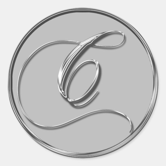 Silver Formal Wedding Monogram C Sticker (Voorkant)