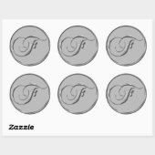 Silver Formal Wedding Monogram F Sticker (Vel)