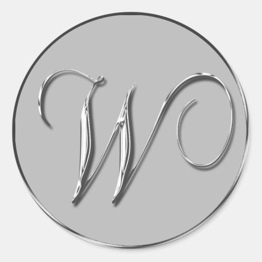 Silver Formal Wedding Monogram W Seal Weddings Ronde Sticker (Voorkant)
