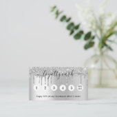 Silver foto QR-code glitter druipt elegant Klantenkaartje (Staand voorkant)