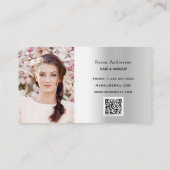 Silver foto QR-code glitter druipt elegant Klantenkaartje (Achterkant)