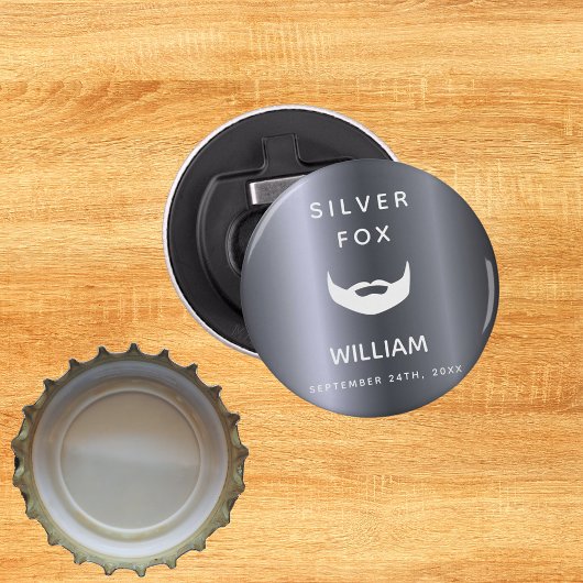 Silver fox verjaardagsbaard mannen grijze trendy button flesopener