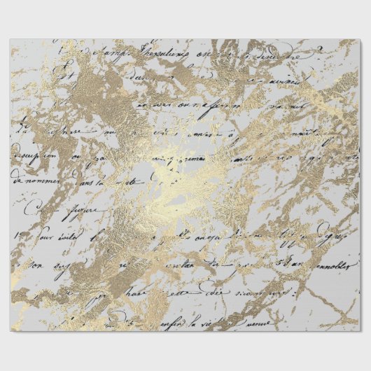 Silver Foxier Gold Script Shiny Metallic Black Cadeaupapier (Vlak)