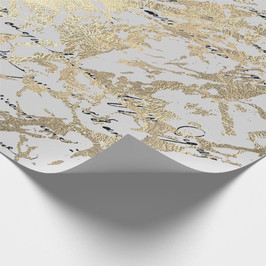 Silver Foxier Gold Script Shiny Metallic Black Cadeaupapier (Hoek)