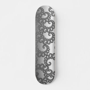 Silver Fractal Art Skateboard