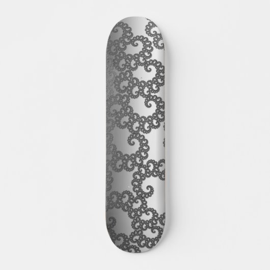 Silver Fractal Art Skateboard (Voorkant)