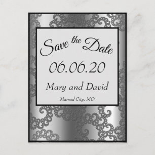 Silver Fractal Save the Date Briefkaart