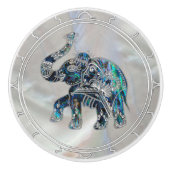 Silver Framed Elephant op Abalone en Pearl Keramische Knop (Voorkant)