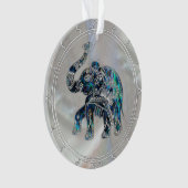 Silver Framed Elephant op Abalone en Pearl Ornament (voorkant)