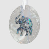 Silver Framed Elephant op Abalone en Pearl Ornament (voorkant)