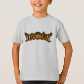 Silver Framed Happy Halloween Ruby Eyed Pumpkin T-shirt (Voorkant)