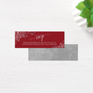 Silver Frills Elegant Red Wedding RSVP Online Kaar Mini Visitekaartjes