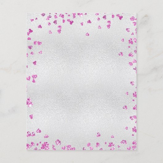 Silver fuchsia harten budget bruiloft uitnodiging (Achterkant)