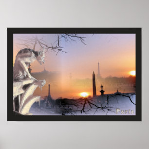 Silver Gargoyle van Notre Dame, afdrukken Poster